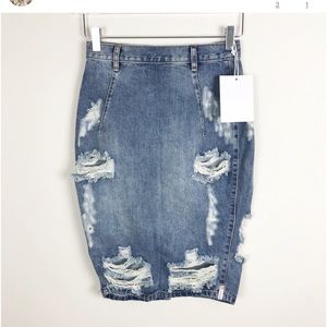 One Teaspoon Free Love Jean Skirt Ford Distressed